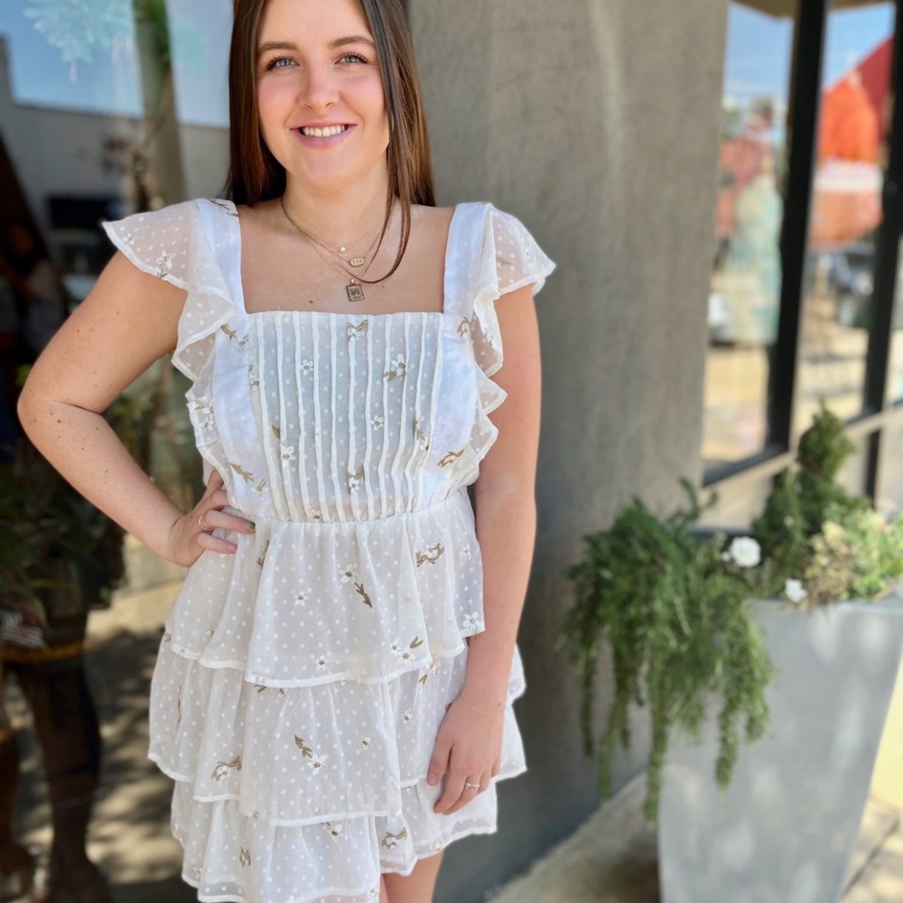 Charming White Floral Dress